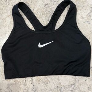 Nike Women's Black Sports Bra with White Logo